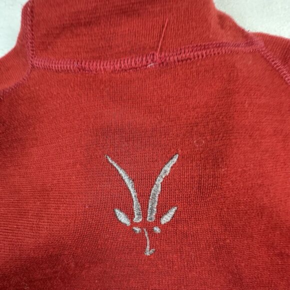 Ibex Pullover Mens Large Red 1/2 Zip Sweater Mock Neck Curve Hem Raglan Sleeve - Picture 8 of 11